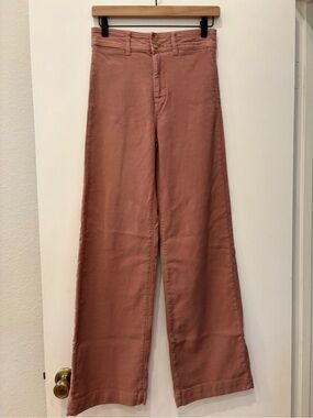 Faherty Stretch Terry Sailor Trouser High-Rise Wide Leg Pants Cotton Blend
